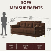Julio 3 Seater Sofa Set for Living Room (Brown Colour Fabric) Premium Fabric Sofa