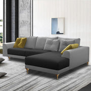 Viva RHS 6 Seater L Shape Sofa Set for Living Room (Black Grey) Premium Fabric Sofa