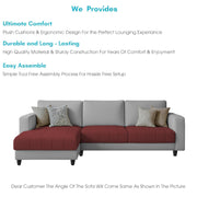 Oslo 4 Seater LHS L Shape Sofa Set for Living Room (Maroon Grey Fabric) Premium Fabric Sofa Set for Living Room