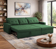 Casaliving Treshta 4 Seater LHS L - Shape Pull-Out Sofa Cum Bed with Storage Sofa for Living Room (Brown Fabric Color) Premium Fabric Sofa Set for Living Room Sofa Cum Bed