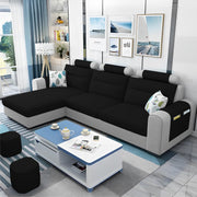 Lanorome LHS 4 Seater L Shape Sofa Set for Living Room- (Black Grey) Premium Fabric Sofa