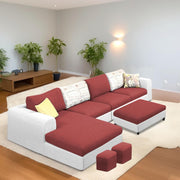 Badger RHS 8 Seater L Shape Sofa Set with Center Table for Living Room (Grey Fabric) Premium Fabric Sofa