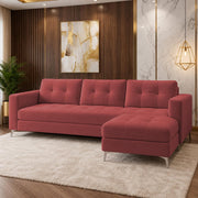 Casaliving Flexora Modern Velvet Fabric Upholstered 3 Seater Sofa Set with Ottoman for Living Room, Premium Velvet Fabric Sofa (Black Colour)