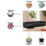 Rowan LHS 6 Seater L Shape Sofa Set for Living Room (Black Fabric) Premium Fabric Sofa