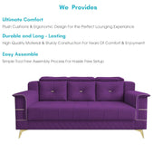 Julio 3 Seater Sofa Set for Living Room (Purple Colour Fabric) Premium Fabric Sofa