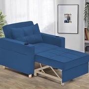 Casaliving Treshta Single Seater Sofa Cum Bed Sofa Set for Living Room (Blue Fabric -Colour Fabric) Premium Fabric Sofa Set