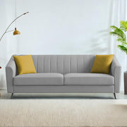 Casaliving Diego 3 Seater Sofa for Living Room (Black Grey Fabric) Premium Fabric Sofa