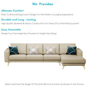 Falco RHS 6 Seater L Shape Sofa Set for Living Room (Cream Fabric) Premium Fabric Sofa