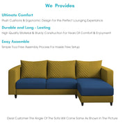 Mikasa 4 Seater RHS L Shape Sofa Set for Living Room (Blue Yellow Fabric) Premium Fabric Sofa Set for Living Room