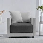 Dominic 1 Seater Sofa Set for Living Room (Black Grey Fabric) Premium Fabric Sofa