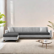 Garcia LHS 6 Seater L Shape Sofa Set for Living Room (Black Grey - Colour) Premium Fabric Sofa Set