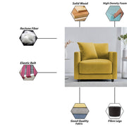 Dominic 1 Seater Sofa Set for Living Room (Black Grey Fabric) Premium Fabric Sofa