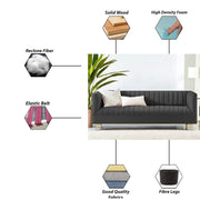 Casaliving Jarvis 3 Seater Sofa Set for Living Room (Black Fabric) | Premium Fabric Sofa