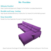 Janifer RHS 6 Seater L Shape Sofa Set for Living Room (Purple Colour) Premium Fabric Sofa Set
