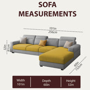 Orion RHS 6 Seater L Shape Sofa Set for Living Room (Yellow Grey Colour) Premium Fabric Sofa