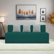 Marcus 3 Seater Sofa Cum Bed with 3 Cushions for Living Room (Black Fabric) Premium Fabric Sofa Set 6.5 X 6.5 Feet