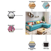 Denis 5 Seater RHS L Shape Sofa Set for Living Room (Turquise Fabric) Premium Fabric Sofa