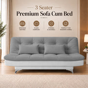Casaliving Danny Sofa Cum Bed for Living Room Premium Fabric Sofa New 3 Seater Sofa Cum Bed Velvet Fabric with 2 Cushions and Suitable for All Indoor (Black Grey)