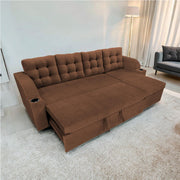 Grance LHS 4 Seater Corner Sofa Cum Bed for Living Room (Black Fabric) Premium Fabric Sofa