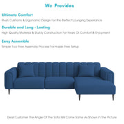 Damian RHS 4 Seater L Shape Sofa Set for Living Room (Blue Colour Fabric) Premium Fabric Sofa Set for Living Room