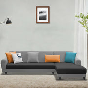 Casaliving Kaven LHS 4 Seater L Shape Sofa Set for Living Room (Black Fabric)