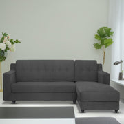 Fracher RHS 4 Seater L Shape Sofa Set for Living Room (Black Fabric) Premium Fabric Sofa