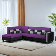 Nordy LHS 6 Seater L Shape Sofa Set for Living Room (Purple Black Colour) Premium Fabric Sofa Set