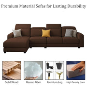 Orion LHS 6 Seater L Shape Sofa Set for Living Room (Brown Colour) Premium Fabric Sofa
