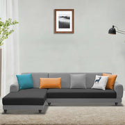 Casaliving Kaven LHS 4 Seater L Shape Sofa Set for Living Room (Black Fabric)