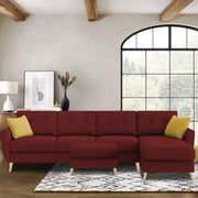 Lizel RHS 6 Seater L Shape Sofa Set with Center Table for Living Room (Maroon Fabric) Premium Velvet Fabric Sofa