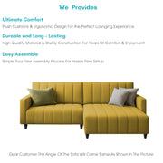 Netlie 4 Seater RHS L Shape Sofa Set for Living Room (Yellow Fabric) Premium Fabric Sofa Set for Living Room
