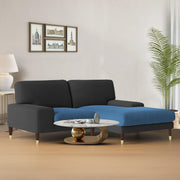Latieo RHS 2 Seater Lounger L Shape Sofa Set for Living Room (Black Turquise) Premium Fabric Sofa