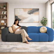 Casaliving Vetras Modern Velvet Bubble Cloud Sofa, Tufted Design Upholstered 3 Seater Sofa Set for Living Room,(Blue Colour) Premium Velvet Fabric Sofa