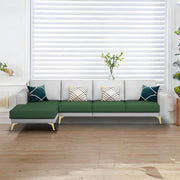 Falco LHS 6 Seater L Shape Sofa Set for Living Room (Green Grey Fabric) Premium Fabric Sofa