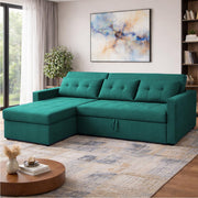Casaliving Treshta 4 Seater LHS L - Shape Pull-Out Sofa Cum Bed with Storage Sofa for Living Room (Brown Fabric Color) Premium Fabric Sofa Set for Living Room Sofa Cum Bed