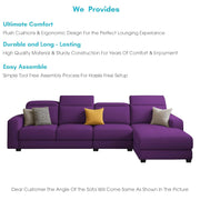 Orion RHS 6 Seater L Shape Sofa Set for Living Room (Purple Colour) Premium Fabric Sofa