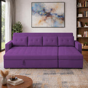 Casaliving Treshta 6 Seater LHS L - Shape Pull-Out Sofa Cum Bed Sofa for Living Room (Dark Grey Fabric Color) Premium Fabric Sofa Set for Living Room Sofa Cum Bed