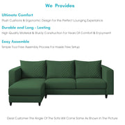 Mikasa 4 Seater LHS L Shape Sofa Set for Living Room (Green Fabric) Premium Fabric Sofa Set for Living Room