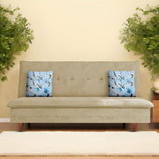 Calvin 3 Seater Sofa Cum Bed for Living Room (Black Fabric) Premium Fabric Sofa