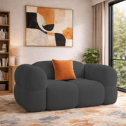 Vetras Modern Velvet Bubble Cloud Sofa, Tufted Design Upholstered 1 Seater Sofa Set for Living Room, (Black Colour) Premium Velvet Fabric Sofa