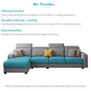 Orion LHS 6 Seater L Shape Sofa Set for Living Room (Turquise Grey Colour) Premium Fabric Sofa