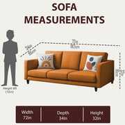 Mikasa 3 Seater Sofa Set for Living Room (Orange Colour Fabric) Premium Fabric Sofa