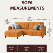 Netlie 4 Seater LHS L Shape Sofa Set for Living Room (Orange Fabric) Premium Fabric Sofa Set for Living Room