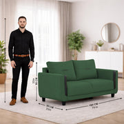 Casaliving Viskafors Upholstered 3 Seater Sofa Set for Living Room (Black Colour Fabric) Premium Fabric Sofa