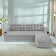 Grance LHS 4 Seater Corner Sofa Cum Bed for Living Room (Black Fabric) Premium Fabric Sofa