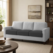 Casaliving Gladino Modern Velvet Fabric Sofa, Tufted Design Upholstered 3 Seater Sofa Set for Living Room, Premium Velvet Fabric Sofa (Black)
