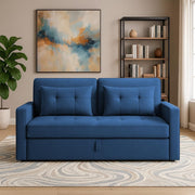 Treshta 2 Seater Pull-Out Premium Fabric Sofa Cum Bed Sofa Set for Living Room (Blue Fabric Color) Premium Fabric Sofa Set for Living Room