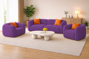 Vesta Modern Velvet Bubble Cloud Sofa, Tufted Design Upholstered 3+1+1 Seater Sofa Set for Living Room, (Black Colour) Premium Velvet Fabric Sofa