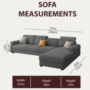 Orion RHS 6 Seater L Shape Sofa Set for Living Room (Dark Grey Colour) Premium Fabric Sofa