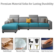 Orion LHS 6 Seater L Shape Sofa Set for Living Room (Turquise Grey Colour) Premium Fabric Sofa